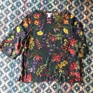 Floral Boatneck 3/4 Sleeve Top